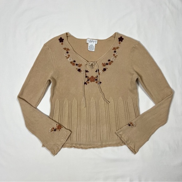 Vintage Floral Embroidered Knit Sweater - Picture 4 of 6